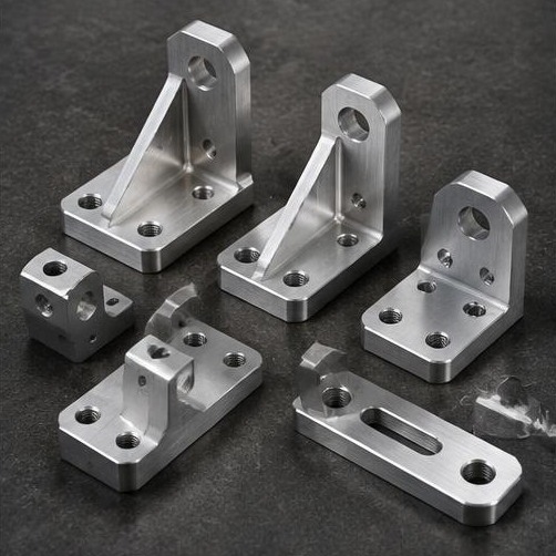 CNC milled aluminium mounting brackets — illustrative machining image