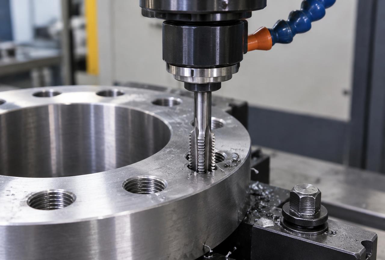 Auto tapping M3 to M32 threads in a machined flange, India
