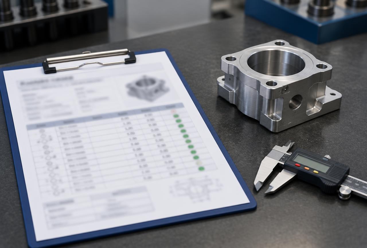 Dimensional inspection report supplied with export machined parts