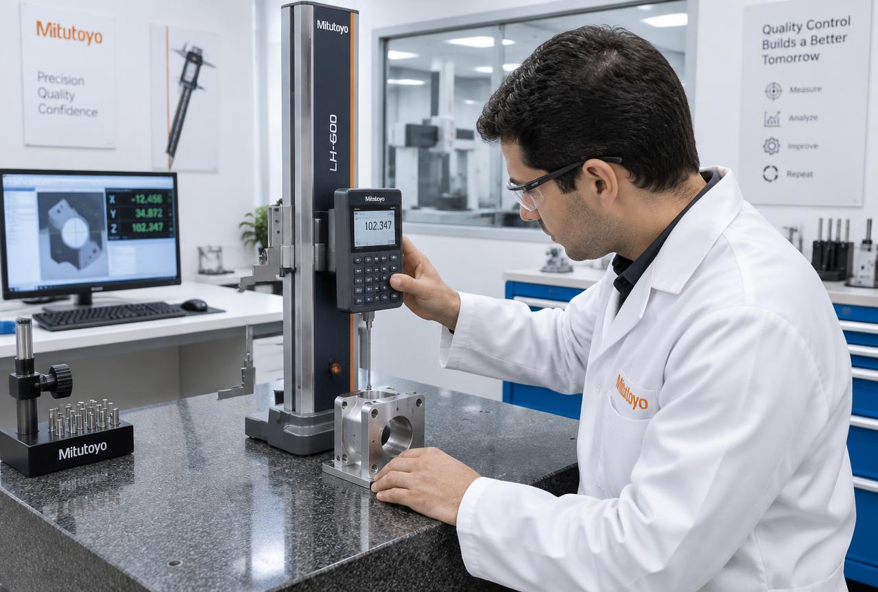 Mitutoyo quality control lab inspecting precision machined parts in India