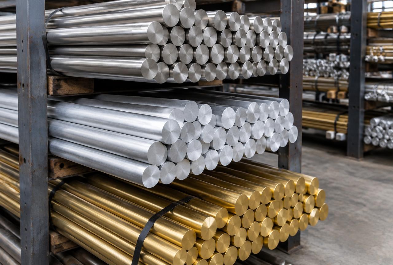 Stainless steel, aluminium and brass bar stock for CNC machining