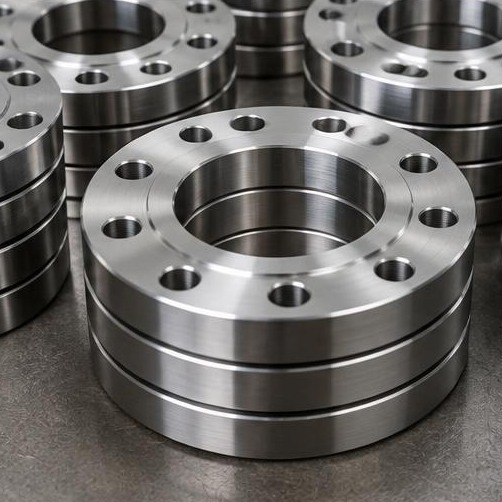 Machined stainless steel flanges — illustrative machining image
